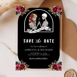 ゴシックスケルトンカップルブラック結婚式Save the Date アクリル招待状