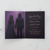 ゴシックスケルトンカップル紫の結婚式延期通知 案内状 (内部)