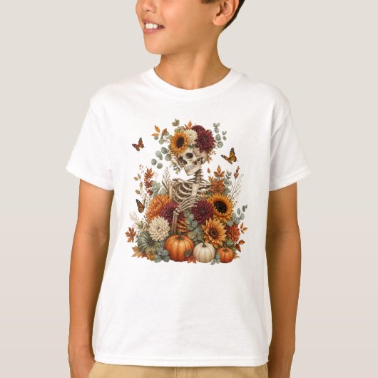 ゴシックスケルトンカボチャハロウィン Tシャツ (正面)