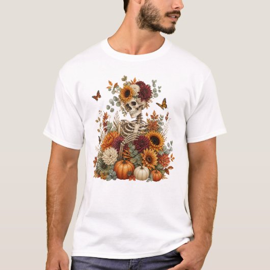 ゴシックスケルトンカボチャハロウィン Tシャツ (正面)