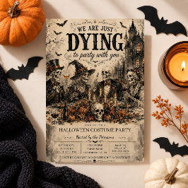 ゴシックスケルトンハロウィンパーティーコスチュームパーティー 招待状