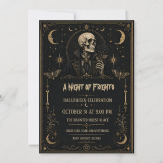 ゴシックスケルトンハロウィンパーティー Night of Frights 招待状