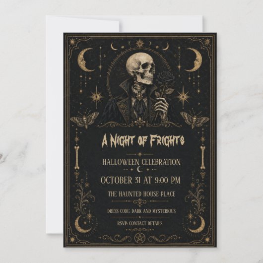 ゴシックスケルトンハロウィンパーティー Night of Frights 招待状 (正面)