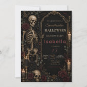 ゴシックスケルトンハロウィン 誕生日 招待状 (正面)