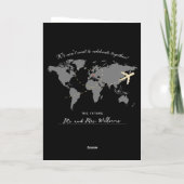 ゴシックスケルトンブラックパスポート結婚式招待状 箔グリーティングカード (裏面)