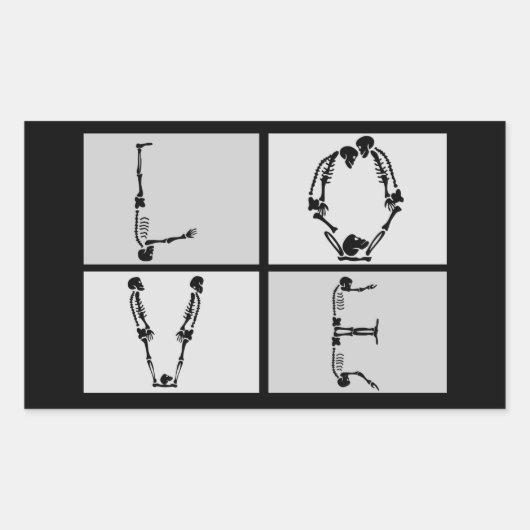 ゴシックスケルトンラブステッカー 長方形シール (正面)