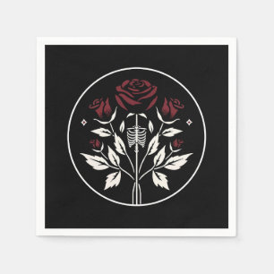 ゴシックスケルトンリブバラブラックエレガントな結婚式 スタンダードカクテルナプキン