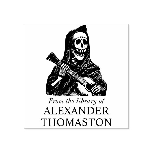 ゴシックスケルトン遊ズのギター図書名 ラバースタンプ (インプリント)