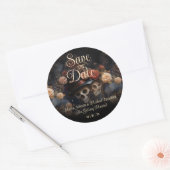 ゴシックスタイルのスケルトン ウェディングセーブザデートカード ラウンドシール (封筒)