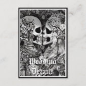 ゴシックスタイルのブラック&ホワイト スケルトン カップル 詳細 エンクロージャーカード (正面)