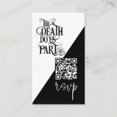 ゴシックスタイルの死ぬまで私たちと一緒 QR ウェディング ブラック RSVP エンクロージャーカード (正面)