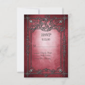 ゴシックスタイルダークバーガンディーシルバーフレ結婚ーム 出欠カード (正面)