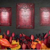 ゴシックスタイルダークバーガンディーシルバーフレ結婚ーム 招待状