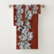 ゴシックスタイル、ブラックレース、スカルと赤いバラ