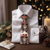 ゴシックスティームパンクサンタスカルレッドトップハットクリスマス ネクタイ