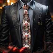 ゴシックスティームパンクサンタスカルレッドトップハットクリスマス ネクタイ