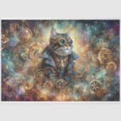 ゴシックスティームパンク猫の天空の旅のデコパージュ 薄葉紙 (正面)