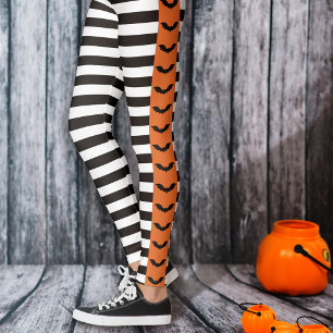 ゴシックストライプオレンジこうもりストライプハロウィン レギンス