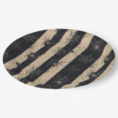 ゴシックスパイダーとくもの巣ストライプのハロウィーンパターン ペーパープレート (アングル)