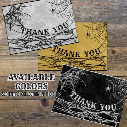 ゴシックスパイダーウェブハロウィン結婚またはシャワー サンキューカード