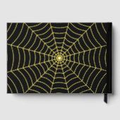 ゴシックスパイダーウェブ結婚モノグラムの黒い金ゴールド箔 ゲストブック (裏面)