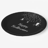 ゴシックスパイダーズシンプル白黒ハッピーハローウィン ペーパープレート (アングル)