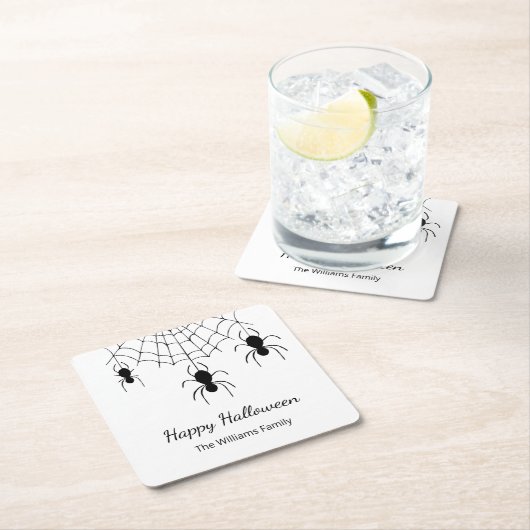 ゴシックスパイダーズ白黒ハローウィンパーティ スクエアペーパーコースター (インサイチュ)