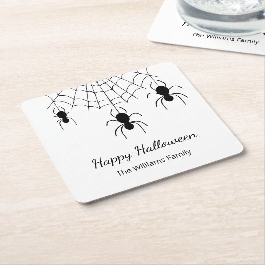 ゴシックスパイダーズ白黒ハローウィンパーティ スクエアペーパーコースター (アングル)
