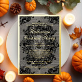 ゴシックスパイダーハロウィーンカクテルパーティー金ゴールド 箔招待状