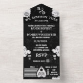 ゴシックスピリット秋ハロウィン結婚ウィッチー オールインワン招待状 (内側)