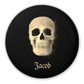 ゴシックスモーキースカルカッコいいヘッドブラックベージュマカブレ セラミックノブ (正面)