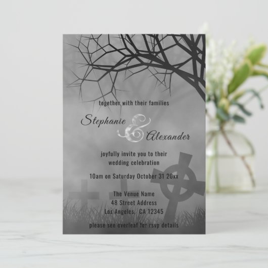 ゴシックスモーク墓地結婚式招待状 招待状 (スタンド正面)