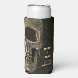 ゴシックセピアハーフスカルヘッドヴィンテージハロウェディング スリム缶クーラー