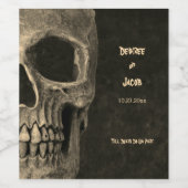 ゴシックセピアハーフスカルヘッドヴィンテージハロウェディング ワインラベル (シングルラベル)