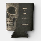 ゴシックセピアハーフスカルヘッドヴィンテージハロウェディング 缶クーラー (正面)