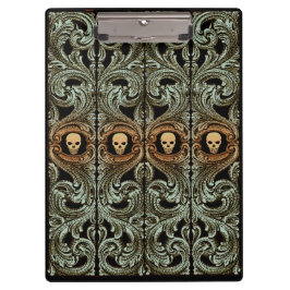 ゴシックセージグリーンオーナメント付きスカル クリップボード