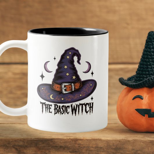 ゴシックタイポグラフィ基本ウィッチハットコーヒーハロウィーン ツートーンマグカップ