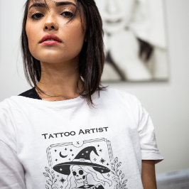 ゴシックタロットスケルトン神秘的な天体フローラ Tシャツ