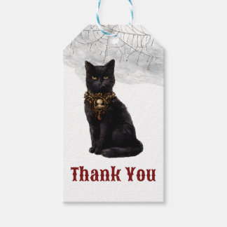 ゴシックダークアカデミア 黒猫 クモの巣 ありがとう ギフトタグ