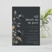 ゴシックダークウォーター色ブラックバラブライダルシャワー 招待状 (スタンド正面)