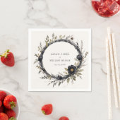 ゴシックダークウォーター色ブラックバラリース結婚ズ スタンダードカクテルナプキン (インサイチュ)