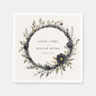 ゴシックダークウォーター色ブラックバラリース結婚ズ スタンダードカクテルナプキン