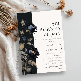 ゴシックダークウォーター色ブラックバラ婚約 招待状