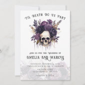 ゴシックダークスカルフローラハロウィン結婚ズ 招待状 (正面)