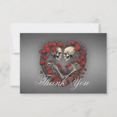ゴシックダークスケルトン&バラハート結婚ズ サンキューカード (正面)