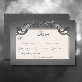 ゴシックダークスケルトン&バラハート結婚ズ 出欠カード