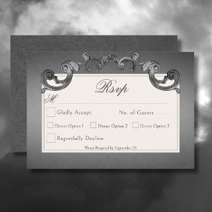 ゴシックダークスケルトン&バラハート結婚ズ 出欠カード