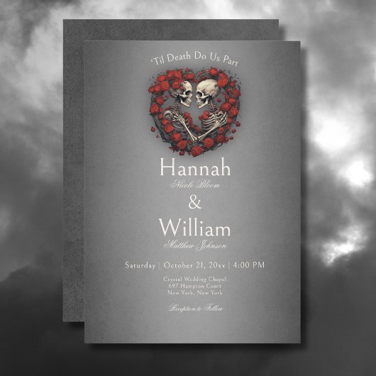 ゴシックダークスケルトン&バラハート結婚ズ 招待状