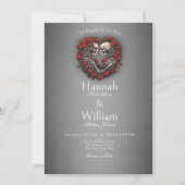 ゴシックダークスケルトン&バラハート結婚ズ 招待状 (正面)