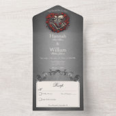 ゴシックダークスケルトン&バラハートNo Dinner オールインワン招待状 (内側)